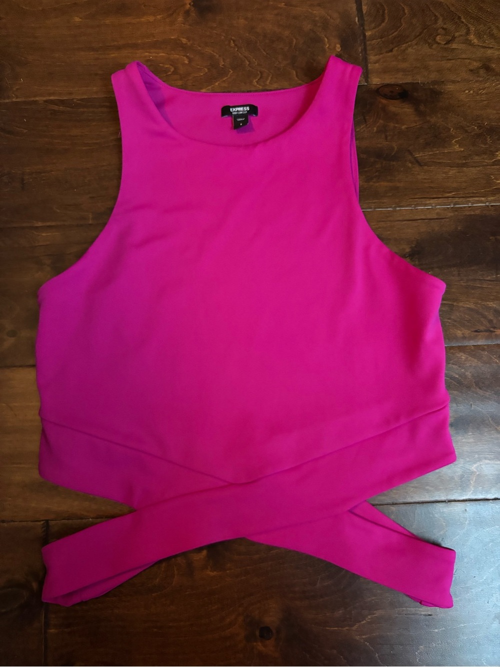 Express Hot Pink Body Contour Top with Cut Outs - Picture 2 of 4